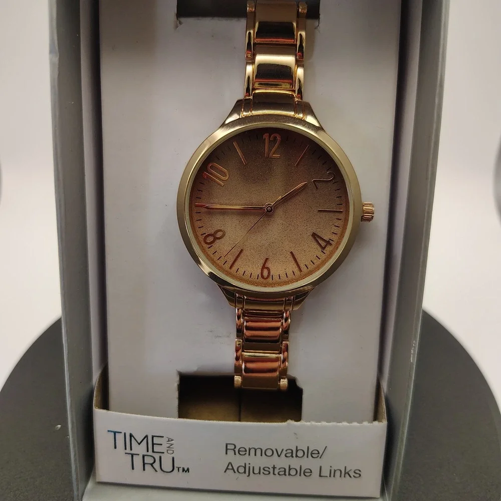 Time And Tru Women's Quartz Watch Rose Gold Adjustable‎ Links New battery NIB